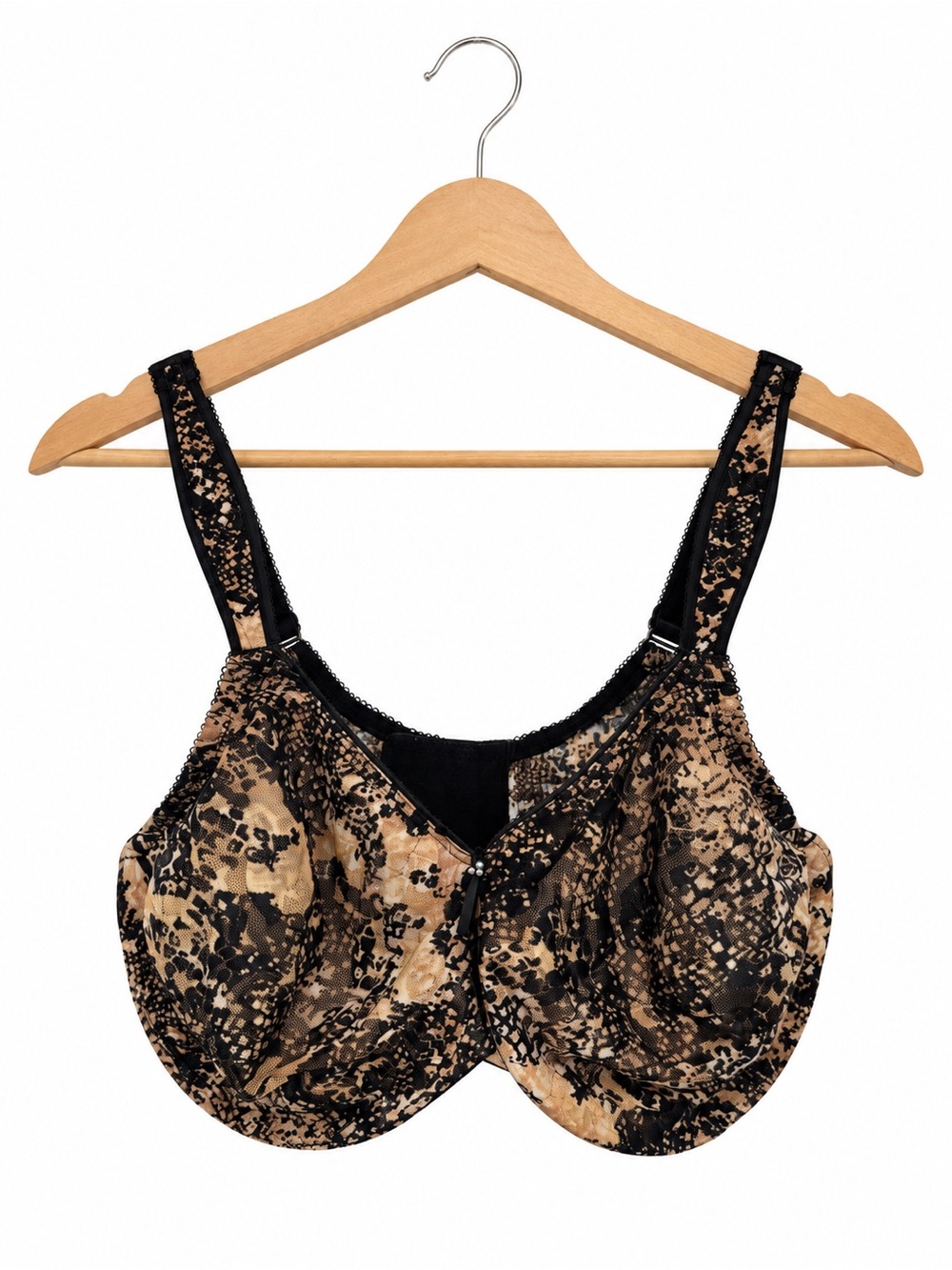 Wacoal Black Tan Awareness Lace Underwire Bra 40DD Full Coverage Sheer